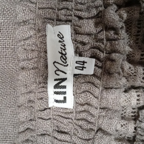 🖤Lin Nature🖤 - Gray/Taupe Linen Peasant Dress - Picture 3 of 9